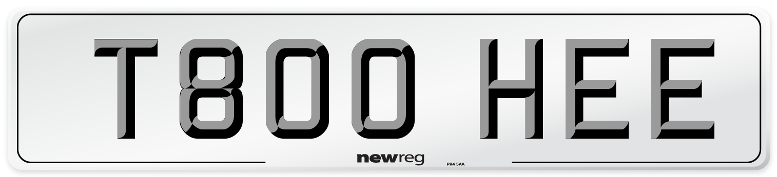 T800 HEE Number Plate from New Reg